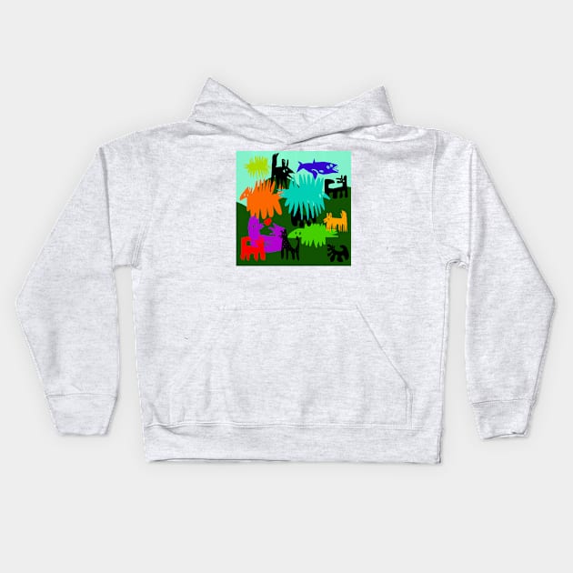 animal party Kids Hoodie by Angel Rivas